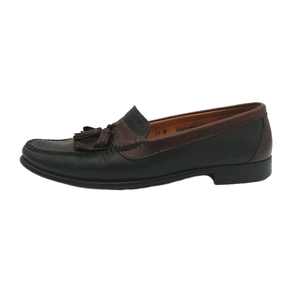 G H BASS & CO WEEJUN‎ TWO Tone BLACK AND BROWN KILTIE TASSEL LOAFERS SIZE 11 D